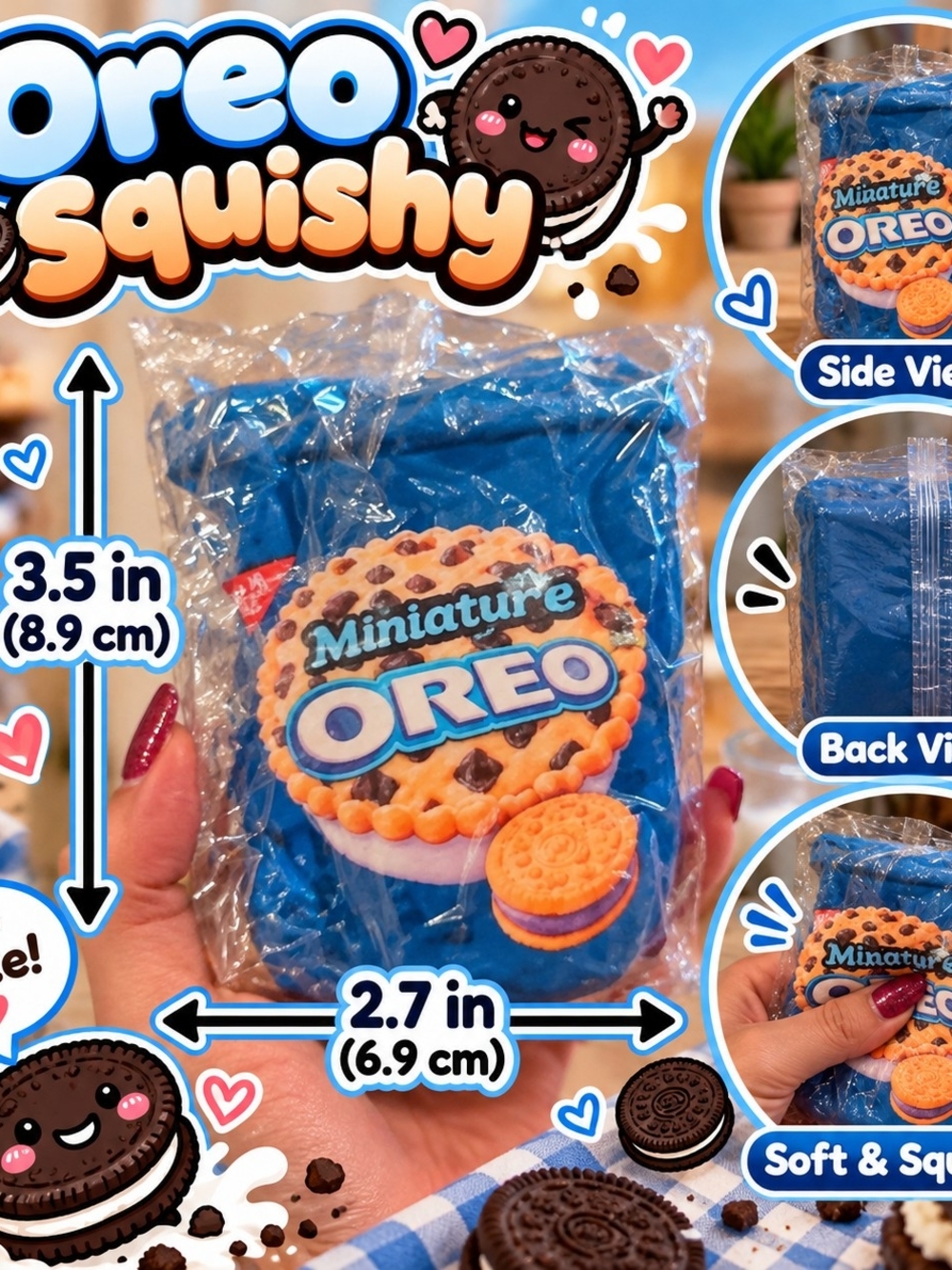 Miniature Oreo Squishy Toy - Blue